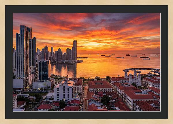 Panama City Skyline At Sunset