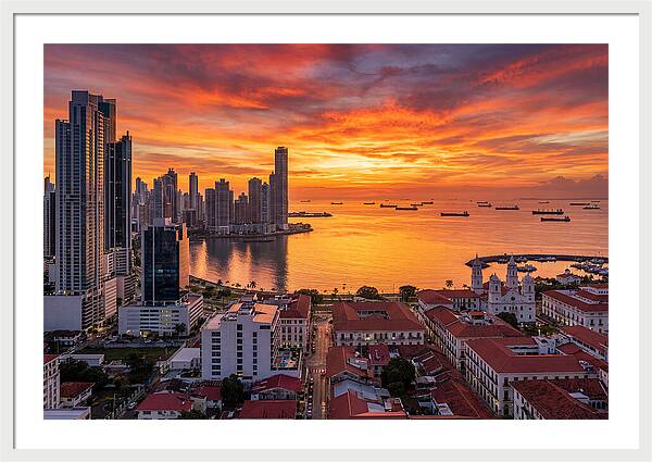 Panama City Skyline At Sunset