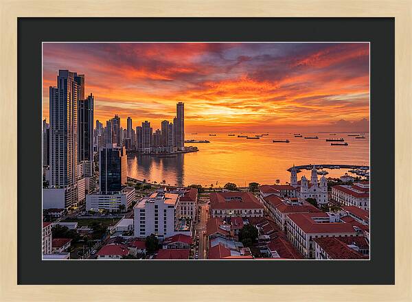 Panama City Skyline At Sunset
