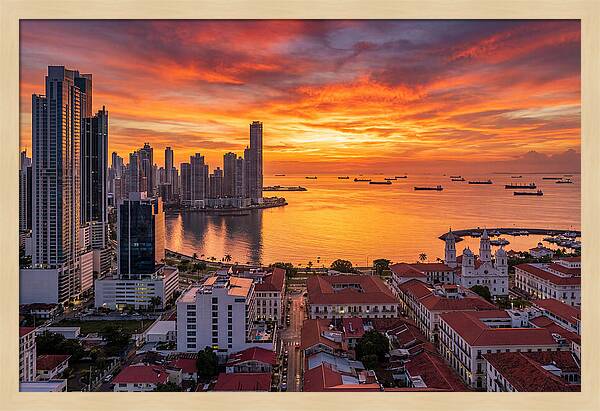 Panama City Skyline At Sunset