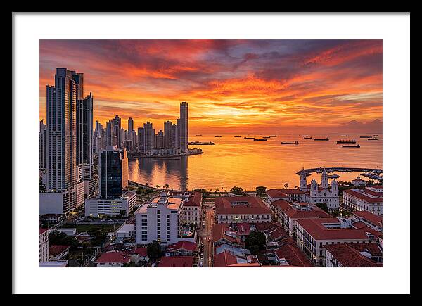 Panama City Skyline At Sunset