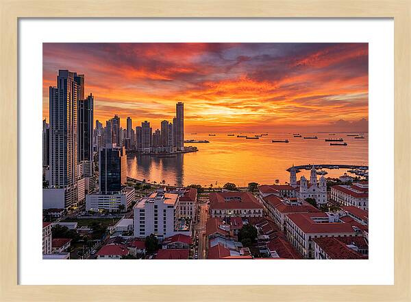 Panama City Skyline At Sunset