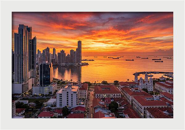 Panama City Skyline At Sunset