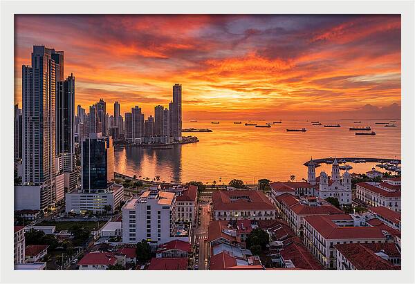 Panama City Skyline At Sunset