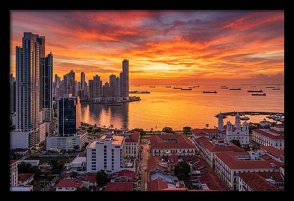 Panama City Skyline At Sunset