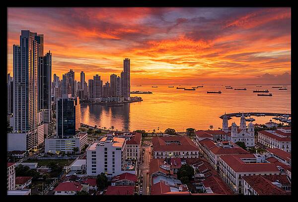 Panama City Skyline At Sunset