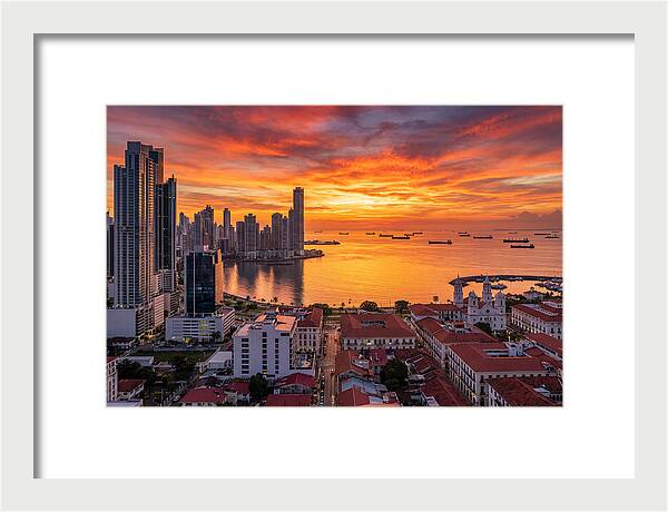 Panama City Skyline At Sunset