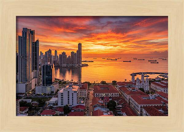 Panama City Skyline At Sunset