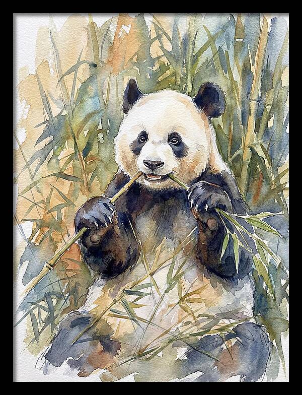 Panda Enjoying Bamboo