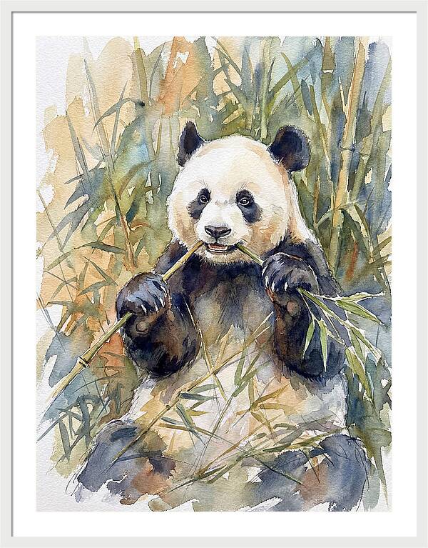 Panda Enjoying Bamboo