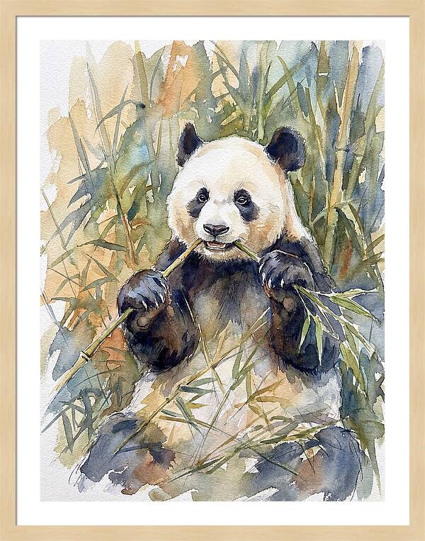 Panda Enjoying Bamboo