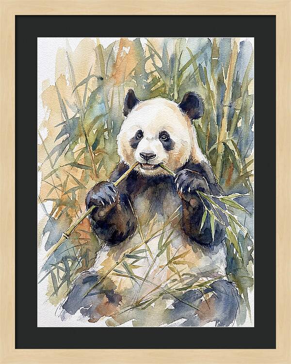 Panda Enjoying Bamboo