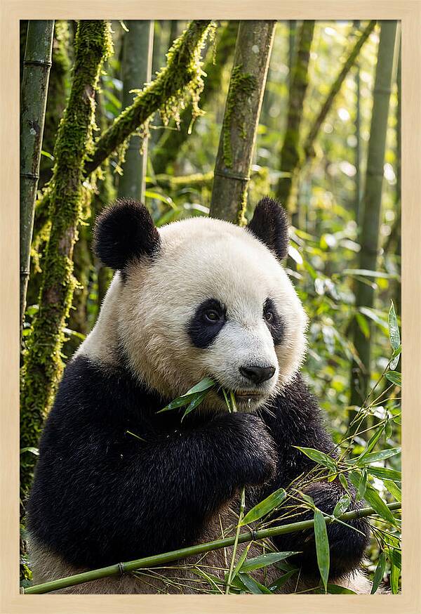 Panda Enjoying Bamboo Snack