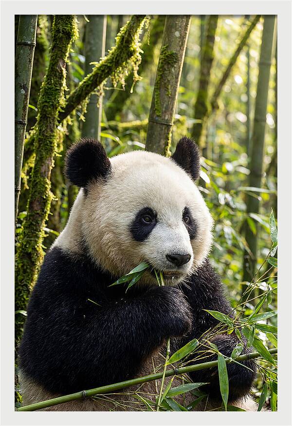 Panda Enjoying Bamboo Snack