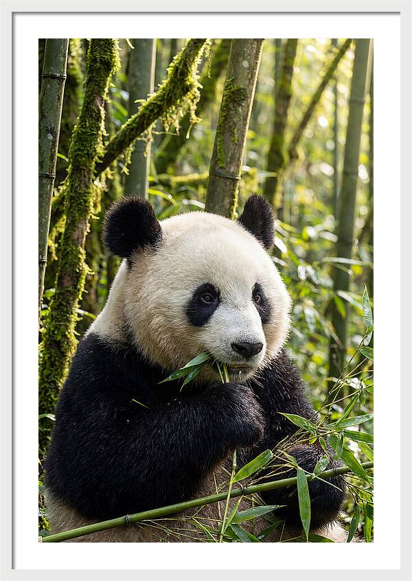 Panda Enjoying Bamboo Snack