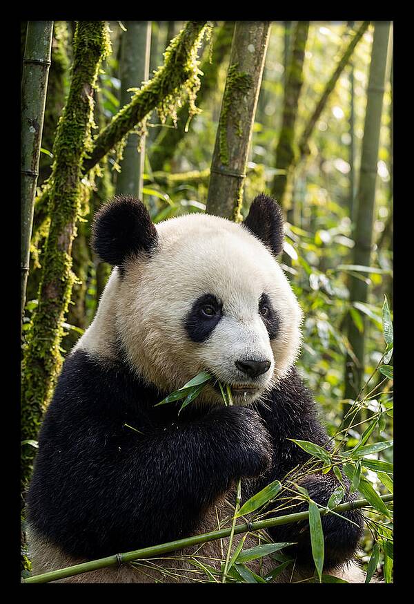 Panda Enjoying Bamboo Snack