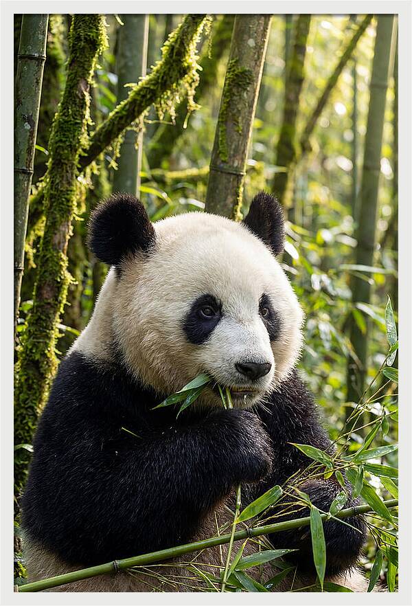 Panda Enjoying Bamboo Snack