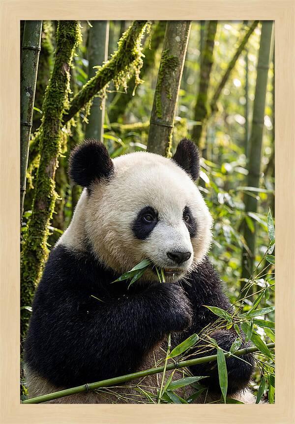 Panda Enjoying Bamboo Snack