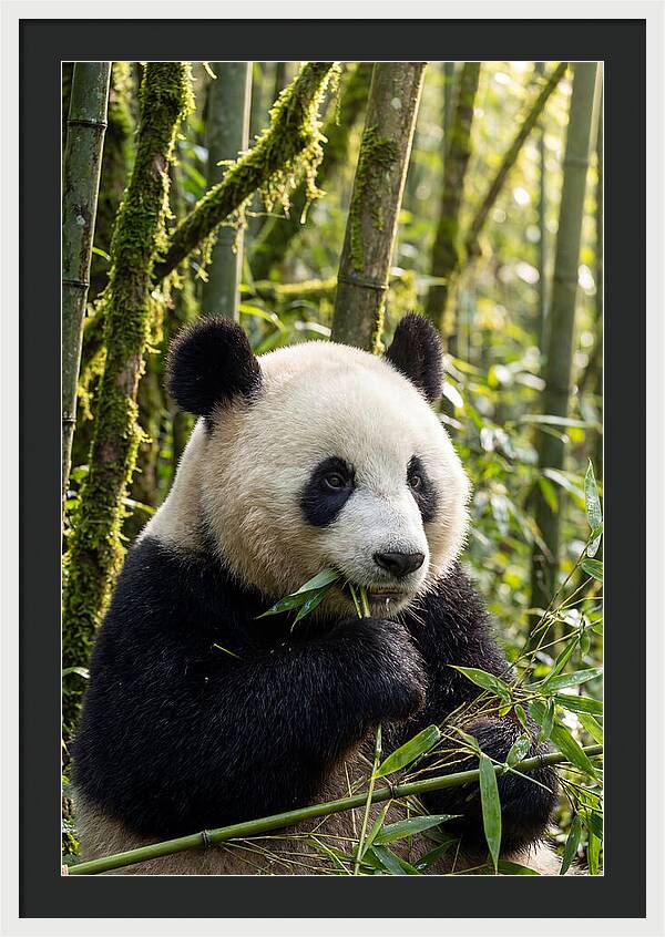 Panda Enjoying Bamboo Snack