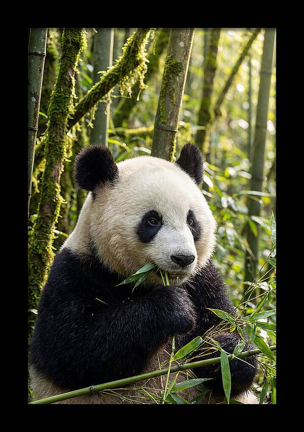 Panda Enjoying Bamboo Snack