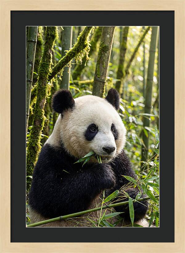 Panda Enjoying Bamboo Snack