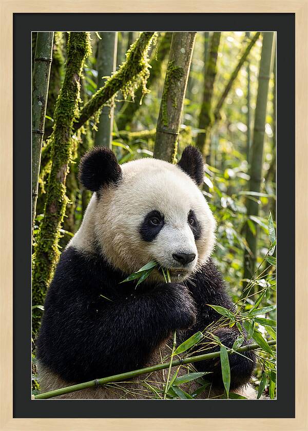 Panda Enjoying Bamboo Snack