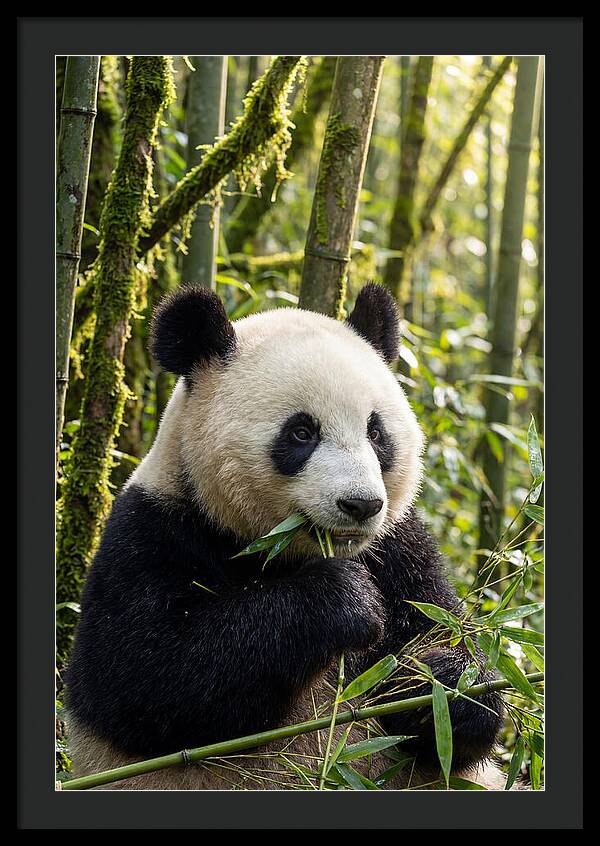 Panda Enjoying Bamboo Snack