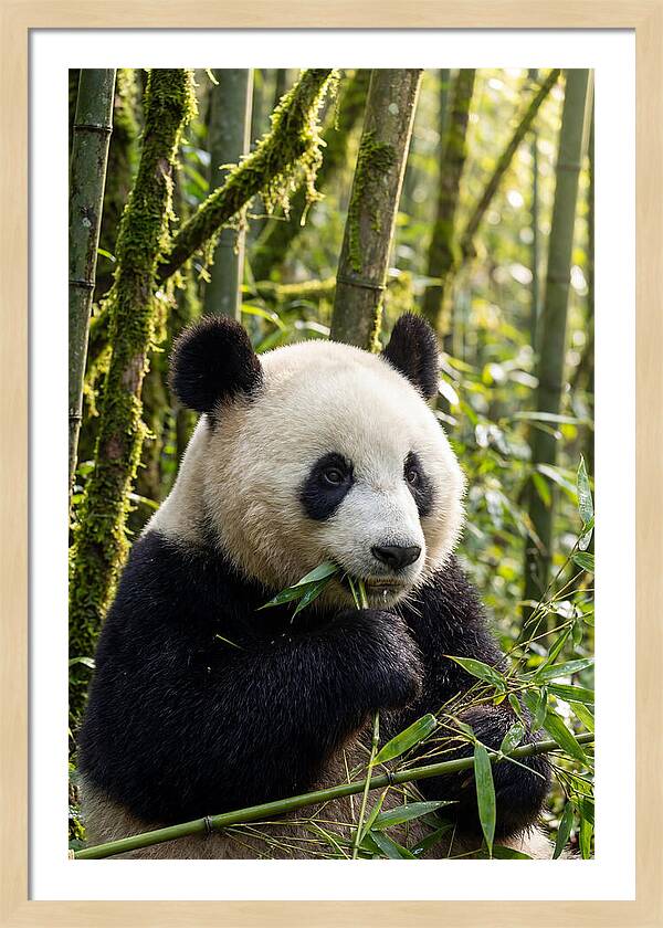 Panda Enjoying Bamboo Snack