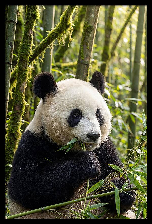 Panda Enjoying Bamboo Snack