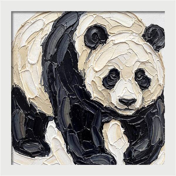 Panda In Palette Knife Style