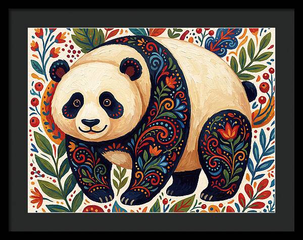 Panda With Floral Patterns