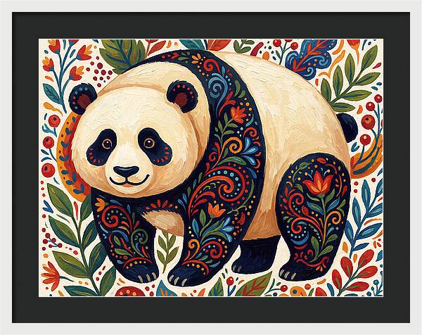 Panda With Floral Patterns