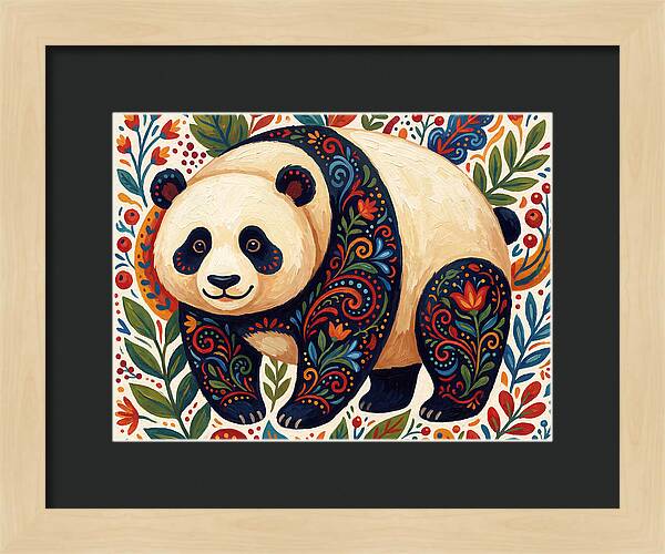 Panda With Floral Patterns