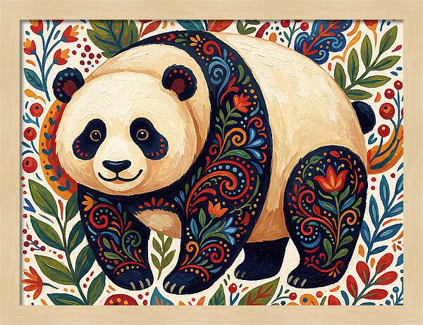 Panda With Floral Patterns