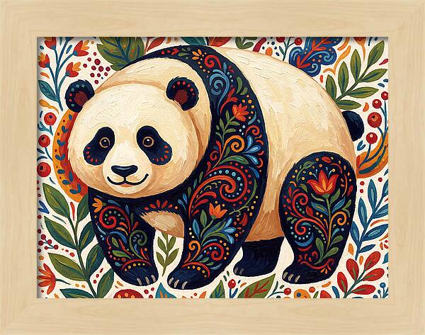 Panda With Floral Patterns
