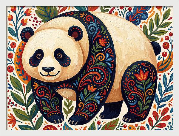 Panda With Floral Patterns