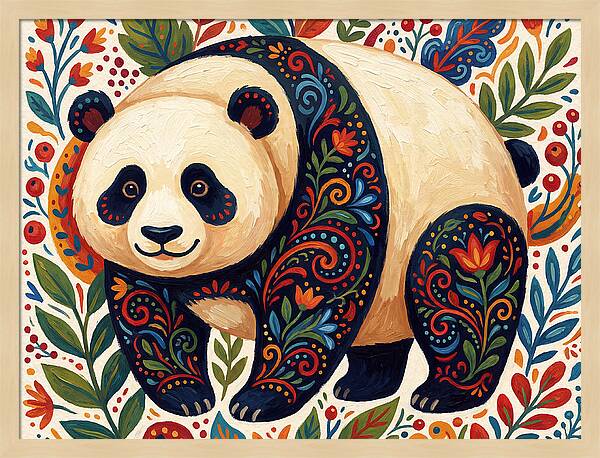 Panda With Floral Patterns