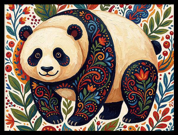 Panda With Floral Patterns