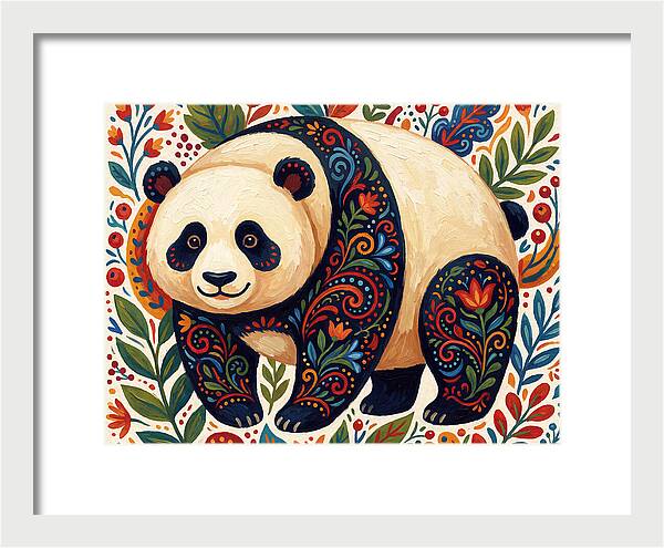 Panda With Floral Patterns
