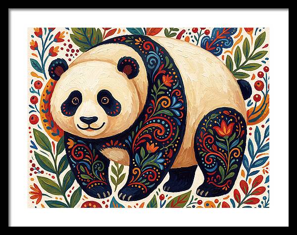 Panda With Floral Patterns