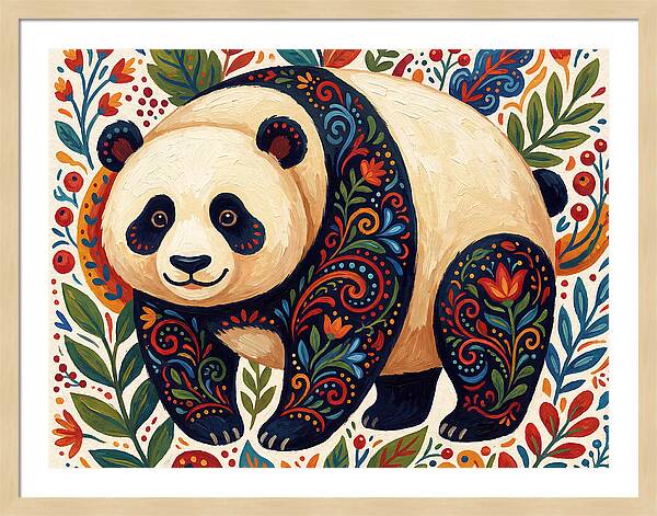 Panda With Floral Patterns