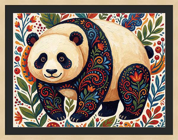 Panda With Floral Patterns