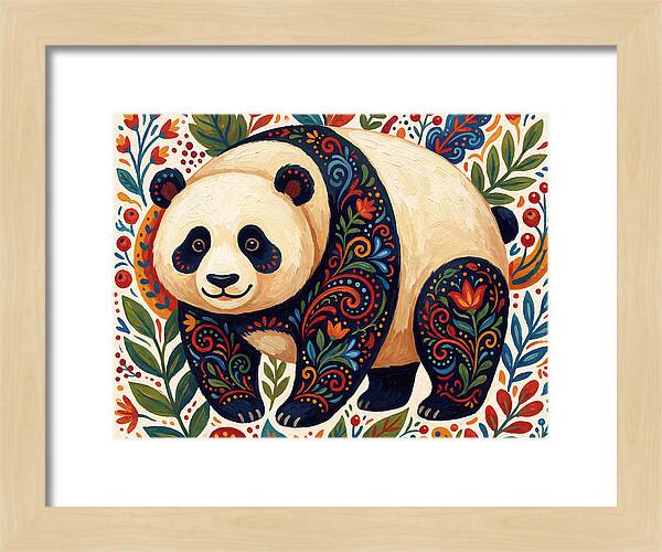 Panda With Floral Patterns