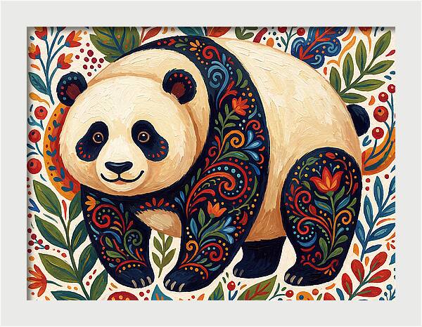 Panda With Floral Patterns