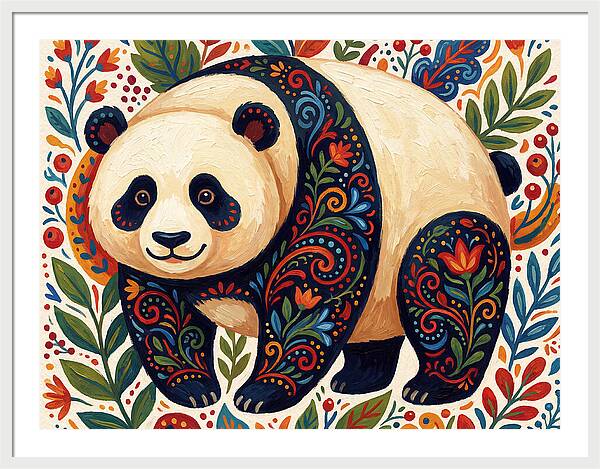 Panda With Floral Patterns