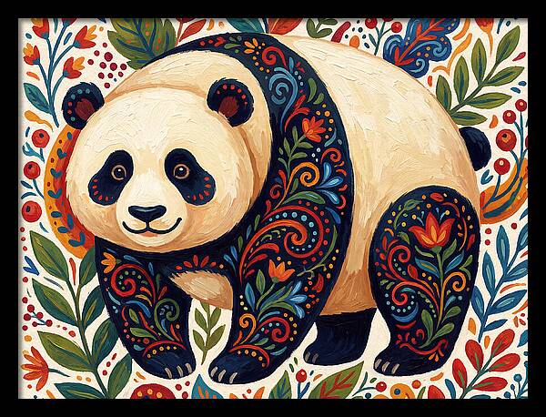 Panda With Floral Patterns