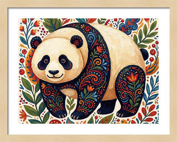 Panda With Floral Patterns