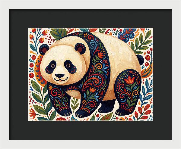 Panda With Floral Patterns