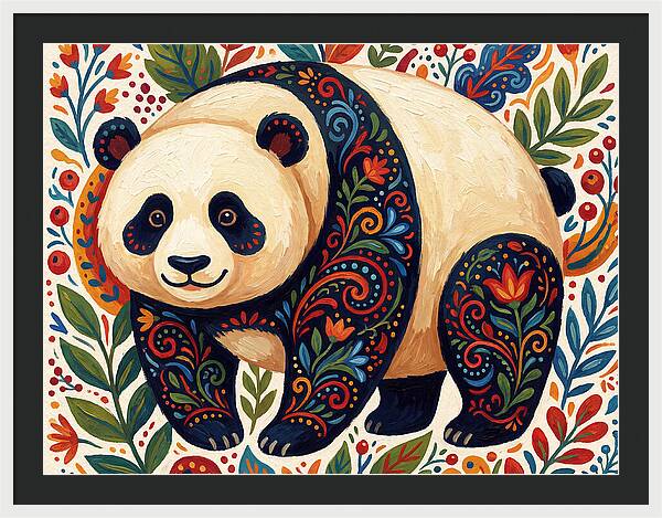 Panda With Floral Patterns