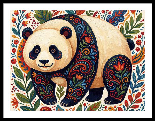 Panda With Floral Patterns